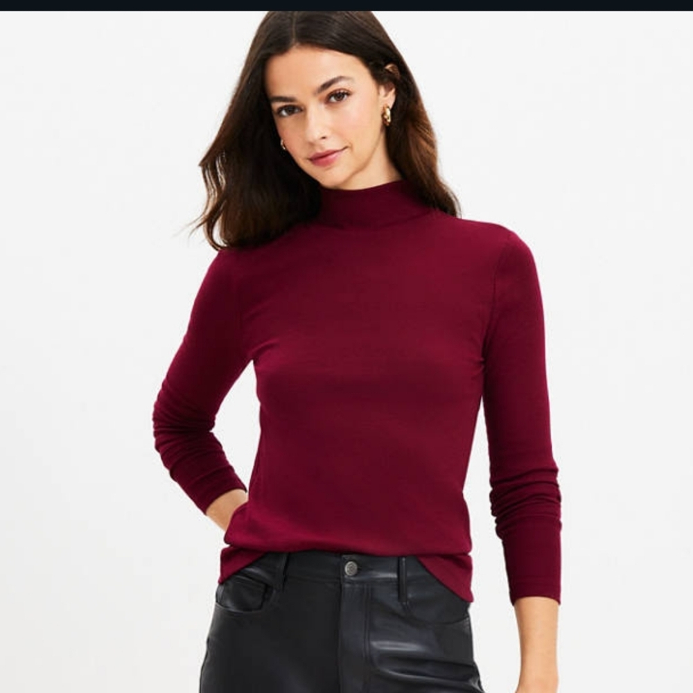 LOFT Burgundy Turtleneck Sweater